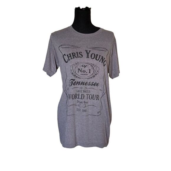 2018 Chris Young World Tour Grey Promo Concert T-Shirt Sz Medium - Picture 1 of 4